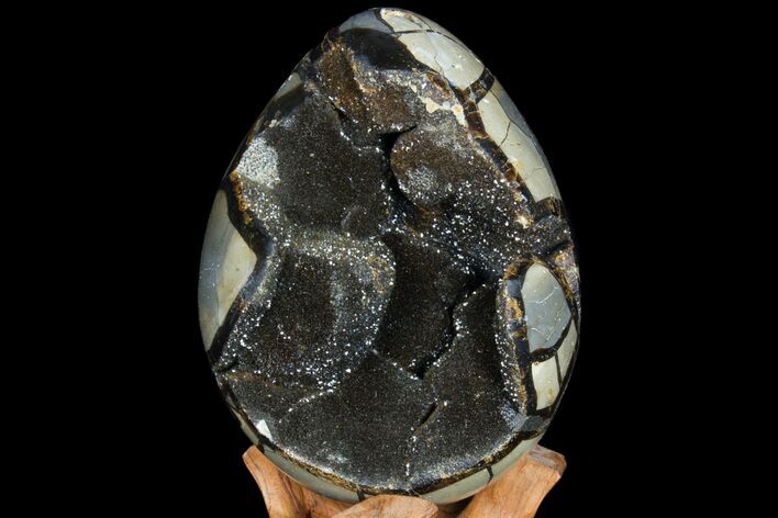 Septarian Dragon Egg Geode - Black Crystals #78549